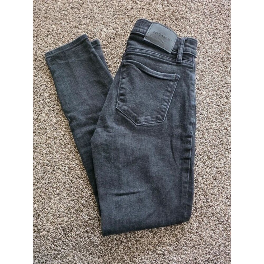Lucky Brand Mid Rise Ava Skinny Jeans Womens Size 6 / 28L Black Denim 7W15699